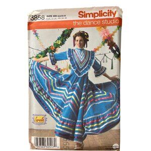 Simplicity 3858 Misses Mexican Dance Dress Pattern Sizes 6-12 10 Pieces UNCUT